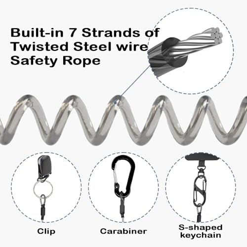 Prime Comfort Phone Tether with Carabiner Clip and 360° Tether Tab, Cell Phone Tether Lanyard with Retractable Keychain - color: Black