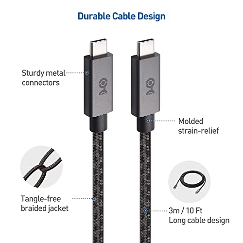 Cable Matters Braided Long USB C Cable, Up to 100W Charging, 10ft, Gary