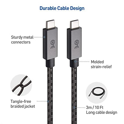 Cable Matters Braided Long USB C Cable, Up to 100W Charging, 10ft, Gary