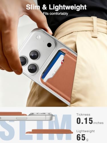 TopMade for MagSafe Wallet, Strongest Magnetic Phone Wallet, 4 Cards Holder - color: Brown