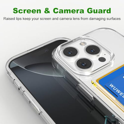 for iPhone 16 Pro Clear Card Case - Hybrid Slim Fit Transparent Wallet Cover with Card Holder Slot, TPU + PC, Anti-Yellowing, 6.3" 2024 - color: Clear, size: iPhone 16 Pro