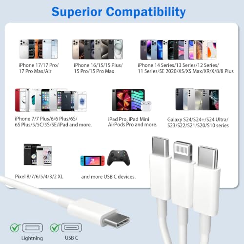 60W 3 in 1 USB C to 2*USB C and Lightning Port for iPhone Duo 18 Pro Max - color: White1