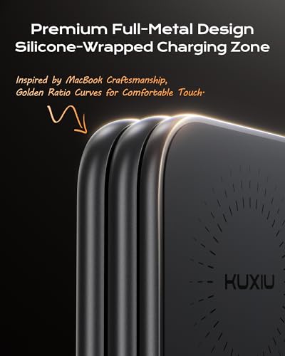 KU XIU Qi2.2 25W Magnetic Wireless Charger, Foldable 3 in 1 Travel Charging Station for iPhone 17/16/15/14/13/12, 5W for Apple Watch & AirPods, Aluminum Alloy Design, 45W GaN Adapter Included, Gray - color: Gray