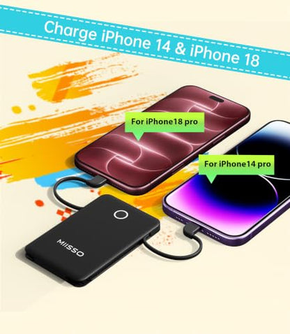 miisso 6000mah Ultra Slim Power Bank, Card Size, Deep Black - color: Deep Black