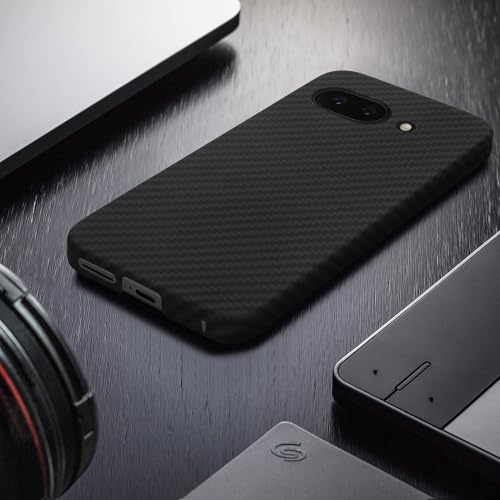 kalibri Aramid Fiber Case Compatible with Google Pixel 9a - Case Super Slim Strong Protective Phone Cover - Black Matte - size: Pixel 9a