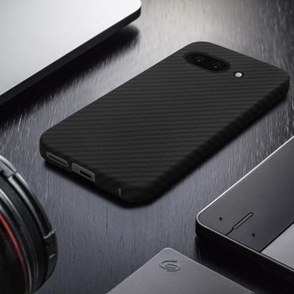 kalibri Aramid Fiber Case Compatible with Google Pixel 9a - Case Super Slim Strong Protective Phone Cover - Black Matte - size: Pixel 9a