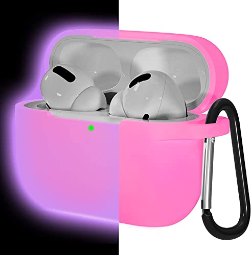Lerobo for AirPod Pro Case, Silicone Cover with Keychain, Nightglow Purple - color: Nightglow Pink