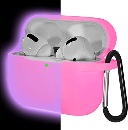 Lerobo for AirPod Pro Case, Silicone Cover with Keychain, Nightglow Purple - color: Nightglow Pink