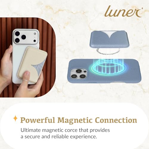 Luner - Eco Leather Magnetic Side-Access Card Wallet Compatible with Magsafe - [for iPhone 16, 15, 14, 13, 12 series] - [Holds 2 cards] - Frost Blue - color: Frost Blue, style: Side-access