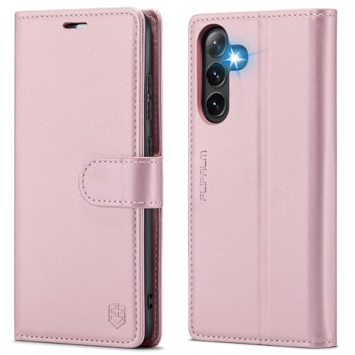 FLIPALM Wallet Case for Samsung Galaxy S25 Plus/S25+, Pink | Card Holder, RFID Blocking, PU Leather Folio Flip, Kickstand, Protective Shockproof Cover - color: Pink