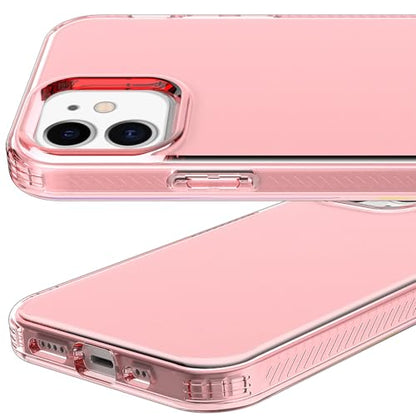 Phone Case for iPhone 12 Clear, [Crystal Clear][Non-Yellowing] Slim Shockproof Reinforced Drop Protective Flexible TPU Back Cover Phone Case for iPhone 12 Protective Case(Pink) - color: Pink