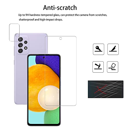 Easy Alignment Frame Designed For Samsung Galaxy A52 5G / 4G Tempered Glass Screen Protector 2-Pack Camera Lens Protector Film 2-Pack
