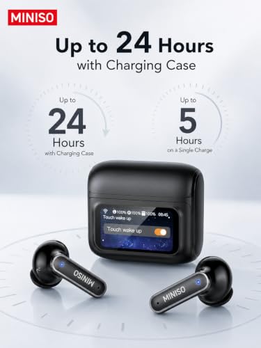 MINISO MS128 ANC Bluetooth 6.0 in-Ear Earbuds Touch Screen Charging Case - color: Blue+Brown