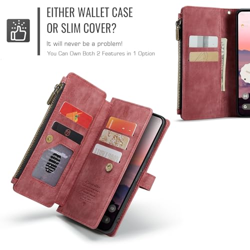 Google Pixel 10a 5G Wallet Case with Card Holder,Red - color: Red, size: Pixel 10a 6.3 Inch