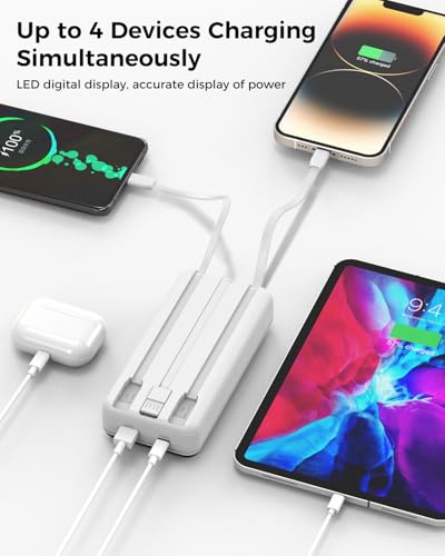 Portable Charger 40000mAh Power Bank, PD 22.5W Fast Charging - color: White