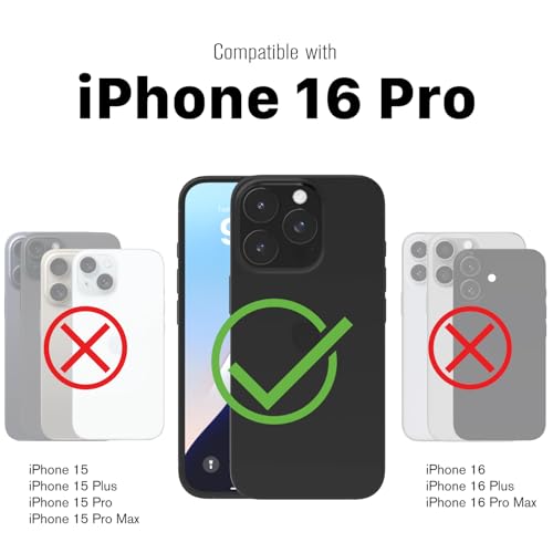 VENA vArmor for iPhone 16 Pro Rugged Case, Black | Military-Grade Drop Protection, Heavy Duty, Belt Clip Holster, Kickstand, Magsafe Compatible - color: Black/Graphite Gray