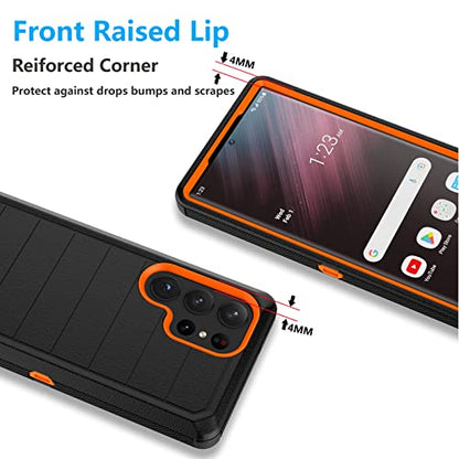 Njjex Rugged Case for Samsung Galaxy S23 Ultra, for Galaxy S23 Ultra Case with Belt Clip Holster, Full Body Protector Heavy Duty Shockproof Locking Swivel Holster Kickstand Hard Phone Cover [Orange] | Rugged heavy duty, shockproof full body protector, loc