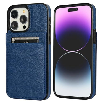 KIHUWEY for iPhone 14 Pro Max Wallet Case Card Holder, Lichee Blue | Credit Card Slots, PU Leather, Kickstand, Magnetic, Flip Heavy Duty Protection Cover for Men and Women - color: Lichee Blue
