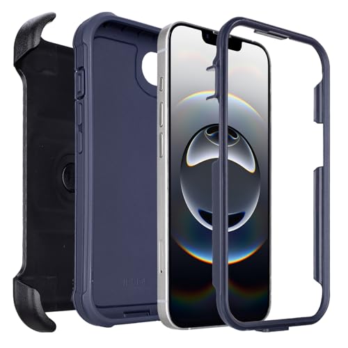 Protective Phone Case for iPhone 16e Case Belt Clip Holster Kickstand Black | Shockproof iPhone 16 e Case Heavy Duty Rugged Dustproof Port 2 Layers of Sturdy Defender Cover for iPhone16e Case Belt Blue - color: Navy Blue