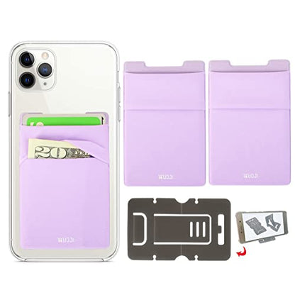 RFID Blocking Phone Card Wallet - Double Secure Pocket - Ultra-Slim Self Adhesive Credit Card Holder Card Sleeves Phone Wallet Sticker All Smartphones (Light Purple)-2PC - color: Purple