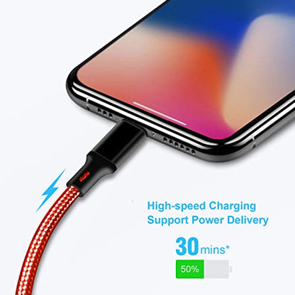 USB C to Lightning Cable, 5 Pack iPhone Charger PD Fast Charging Cord (Red） - color: Red, style: USB-C to L