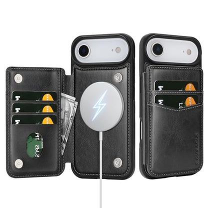 SkyEagle Compatible with MagSafe iPhone 17 Air Case Wallet,Black | Magnetic Clasp,RFID Blocking,PU Leather,Flip Folio Shockproof Phone Cover,with Credit Card Slots & Kickstand for Men & Women - color: Black, size: iPhone 17 Air - 6.5"