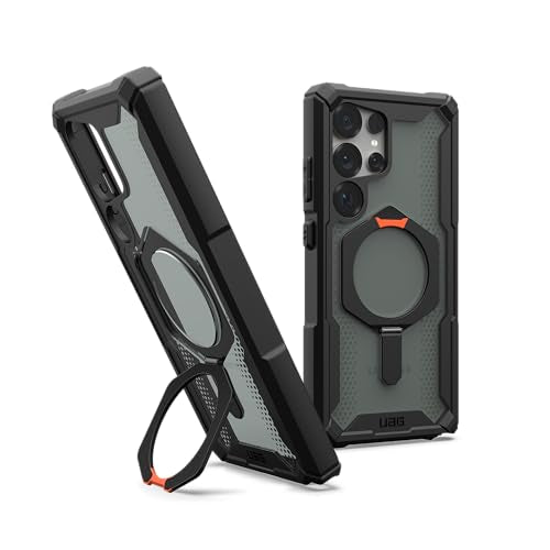 URBAN ARMOR GEAR UAG for Samsung Galaxy S25 Ultra Case 6.9" with Kickstand Plasma XTE - Compatible with Magnetic Charging Transparent Rugged Military Drop Tested Protective Cover, Black/Orange | with Kickstand - color: Plasma XTE - Black/Orange