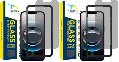 Tech Armor for Apple iPhone 16E Privacy Screen Protector, iPhone 14, 13 and 13 Pro Tempered Glass 6.1 Inch - Anti-Spy Ballistic, Case Friendly, Easy Install, Private, 9H Hardness -2 Pack - size: iPhone 14 / 13 / 13 Pro-6.1 Inch (Pack of 2)