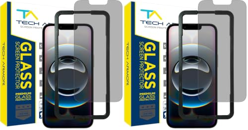 Tech Armor for Apple iPhone 16E Privacy Screen Protector, iPhone 14, 13 and 13 Pro Tempered Glass 6.1 Inch - Anti-Spy Ballistic, Case Friendly, Easy Install, Private, 9H Hardness -2 Pack - size: iPhone 14 / 13 / 13 Pro-6.1 Inch (Pack of 2)