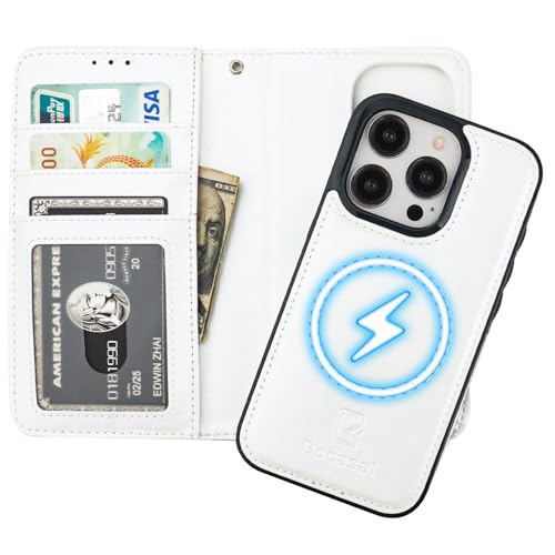 Bocasal for MagSafe Wallet Case Card Holder for iPhone 15 Pro, White - color: White for MagSafe