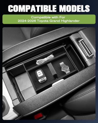New Grand Highlander 2026 Center Console Organizer for 2024-2026 Toyota Grand Highlander Center Console Tray Middle Console Storage Box Arm Rest Organizer Toyota Grand Highlander Hybrid Accessories - size: 1) Grand Highlander 2024-2026 Arm Rest Tray