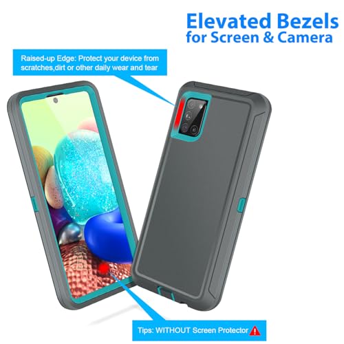 Jelanry for Samsung Galaxy A71 5G Case Heavy Duty & Rugged Cover, Grey/Blue | Dual-Layer Protective Hard Back Cover with Anti-Dust Scratch Raised Screen/Camera Lips Drop Protection for Outdoor Daily Use - color: Gray