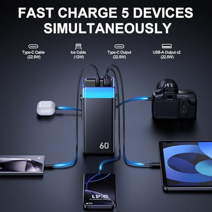 Portable Charger Power Bank 60000mAh, 22.5W Fast Charging Battery Pack