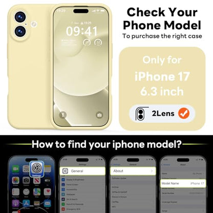Vooii Magnetic for iPhone 17 Case, Compatible with Magsafe (Premium Liquid Silicone) (Integrated Camera Control Button) Full Body Protective Anti-Scratch Microfiber Lining 6.3", Creamy Yellow - color: Creamy Yellow, size: iPhone 17