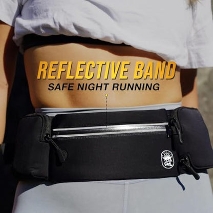 Running Belt with Water Bottle Holder Waist Bag Extender Black - color: Black