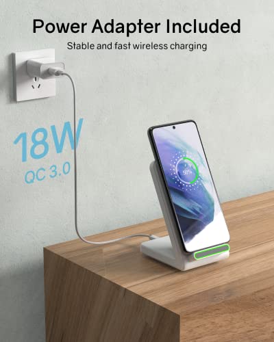 Fast Wireless Charging Station for Phone: CIYOYO 15W Charging Stand Compatible with iPhone 15/14/13/12/11, Samsung Galaxy S23/ S22/ S21/ S20 for Office Bedside Gift - color: Pearl white