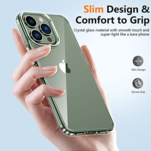 Crystal Clear for iPhone 13 Pro Case,[Anti- Yellowing][Upgraded Military Shockproof Protection] Slim Thin Protective Bumper Phone Case 6.1 inch – Clear