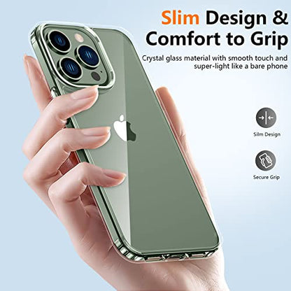 Crystal Clear for iPhone 13 Pro Case,[Anti- Yellowing][Upgraded Military Shockproof Protection] Slim Thin Protective Bumper Phone Case 6.1 inch – Clear