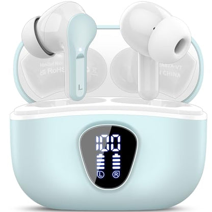 Wireless Earbuds, Bluetooth 5.4 Headphones HiFi Stereo, Bluetooth Earbuds - color: Azure