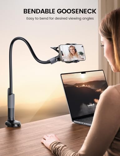 Lamicall Gooseneck Bed Phone Holder 33.4" Full Adjustable Flexible Arm - color: Black