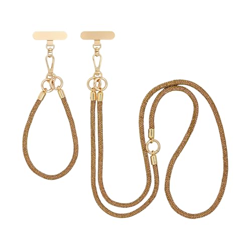 ABJFJE Crystal Phone Lanyard Crossbody & Wrist Strap Phone Strap Crossbody & Wrist Lanyard Anti Theft Phone Strap for Women - color: Brown