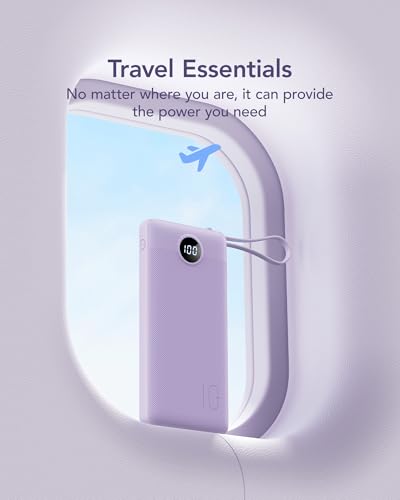 VRURC Portable Charger,4 Built -in Cables Power Bank 10000mAh,Flight-Safe - color: Lavender