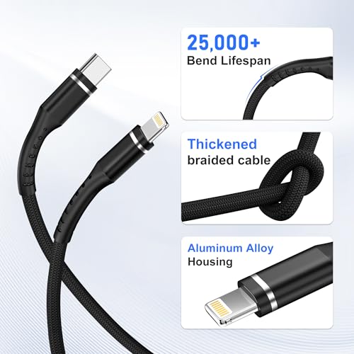 iPhone Charger Cable, 2Pack 6FT USB-C to Lightning Cable - size: 6FT