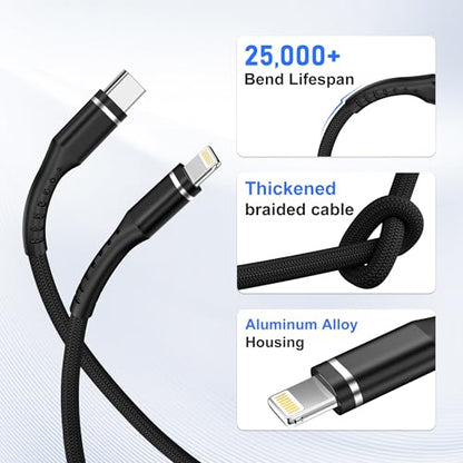 iPhone Charger Cable, 2Pack 6FT USB-C to Lightning Cable - size: 6FT