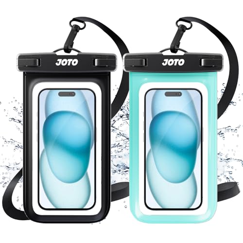 JOTO 2 Pack Universal Waterproof Phone Case for iPhone 17 Air 16 15 14 13 12 11 Plus Pro Max, IPX8 Cellphone Dry Bag XR X SE, Galaxy S23 S22 S21 S20+ S20 S10 Plus Note, Pixel up to 7" -Black/Green - color: Black/Green, size: 2 Pcs