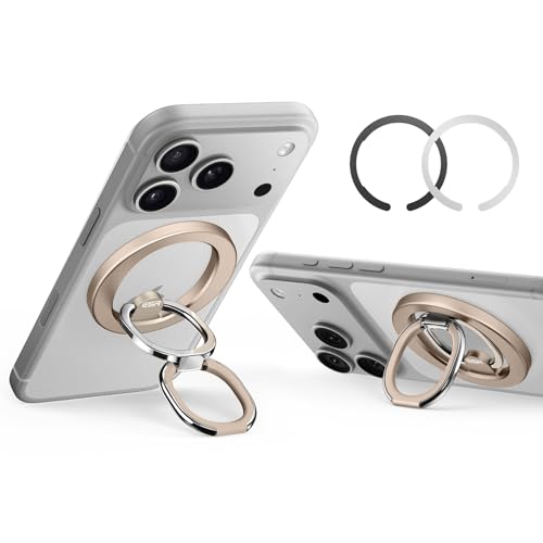 ESR for MagSafe Phone Grip for iPhone 17-12, 2-Way Magsafe Ring Holder - color: Desert Titanium