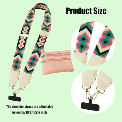 1Pack Canvas Phone Strap Crossbody Phone Strap Adjustable Anti Theft phone Lanyard for Women Phone Bags ID Cards - color: Pink