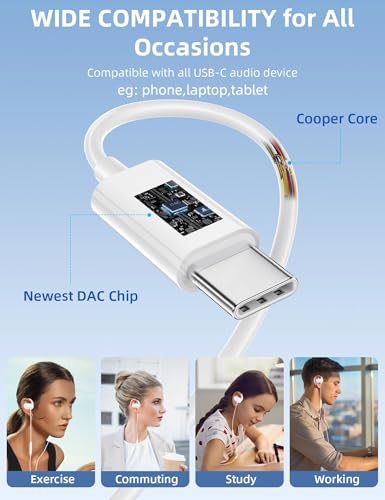 AHFYCIH Open Ear USB C Headphones Wired Earbuds Earphone with Over Ear Hook - color: White