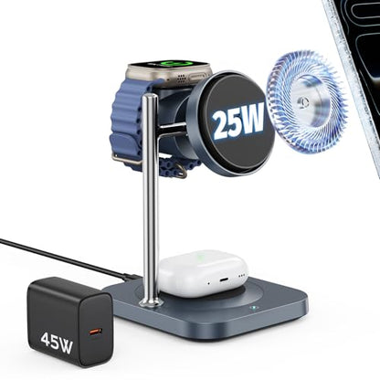 Qi2.2 25W Magnetic 3-in-1 Charging Station for Apple Devices