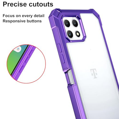 Ailiber for T-Mobile REVVL 7 5G Phone Case, with Screen Protector, Dual Layer Shockproof Bumper, Clear Transparent [Anti Yellowing], Slim Scratch-Resistant Cover for Metro REVVL 7 5G-Purple - color: Crystal Clear & Purple